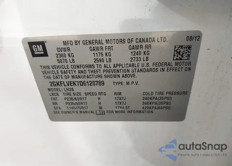 2013 GMC Terrain Slt-1 из США, поврежденный, VIN 2GKFLVEK7D6120789